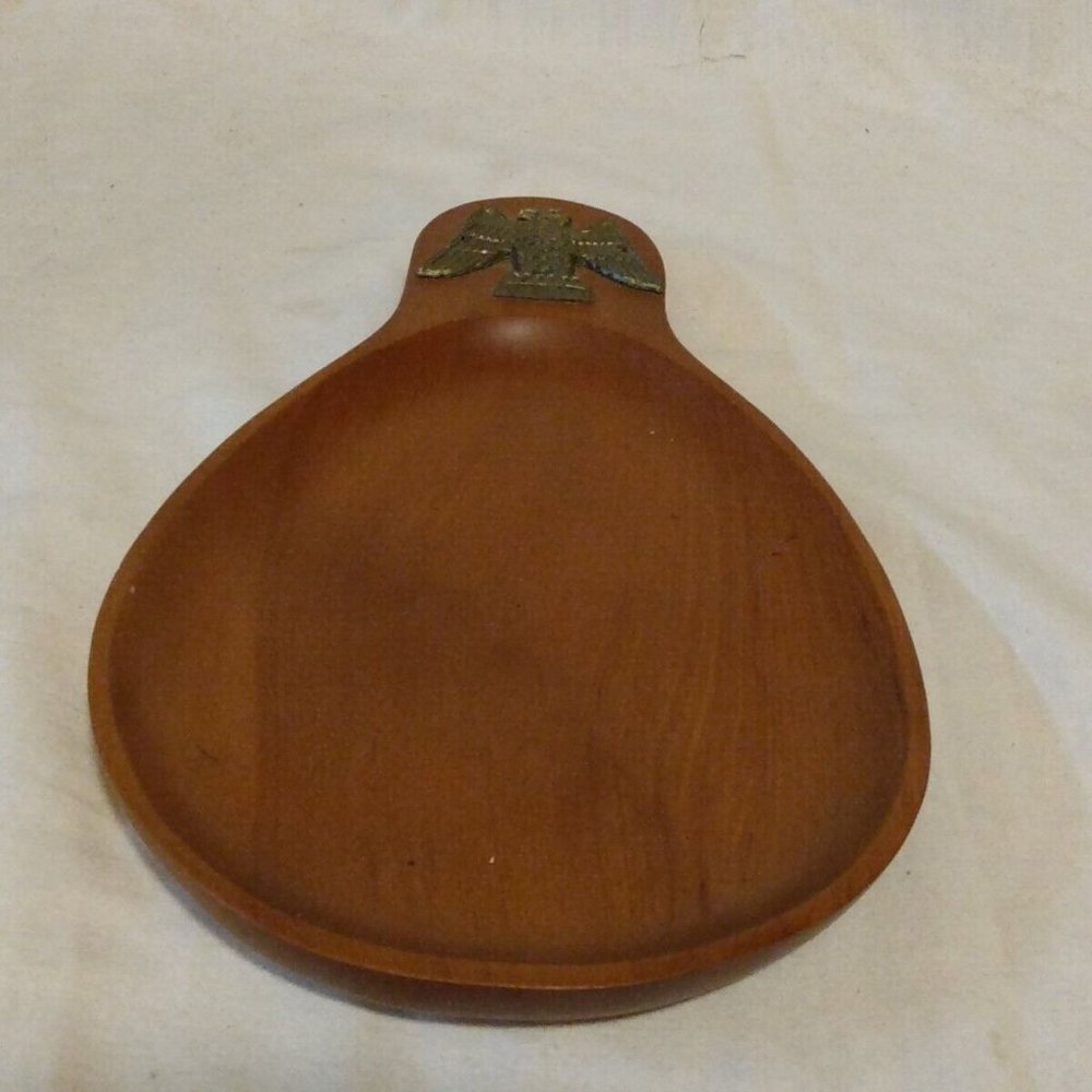 MCM Wooden Hand Carved & Hand Polished  Dish Nut/ Trinket Made in Japan